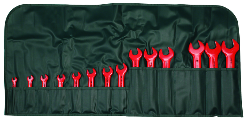 Insulated Open End Inch Wrench 14 Piece Set Includes: 5/16" - 1-1/8" In Canvas Pouch - Apex Tool & Supply