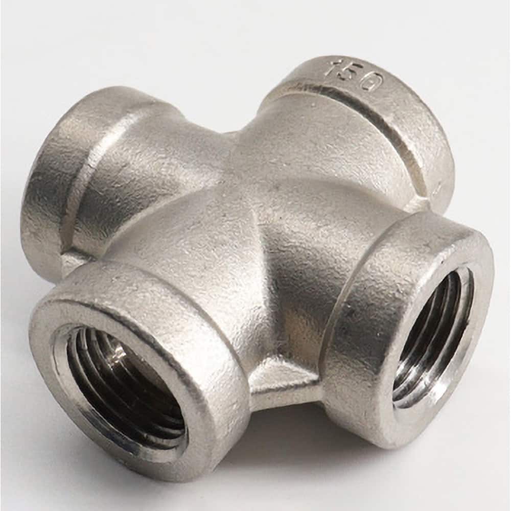 Guardian Worldwide - Stainless Steel Pipe Fittings; Type: Cross ; Fitting Size: 3/8 ; End Connections: FNPT x FNPT x FNPT x FNPT ; Material Grade: 304 ; Pressure Rating (psi): 150 - Exact Industrial Supply