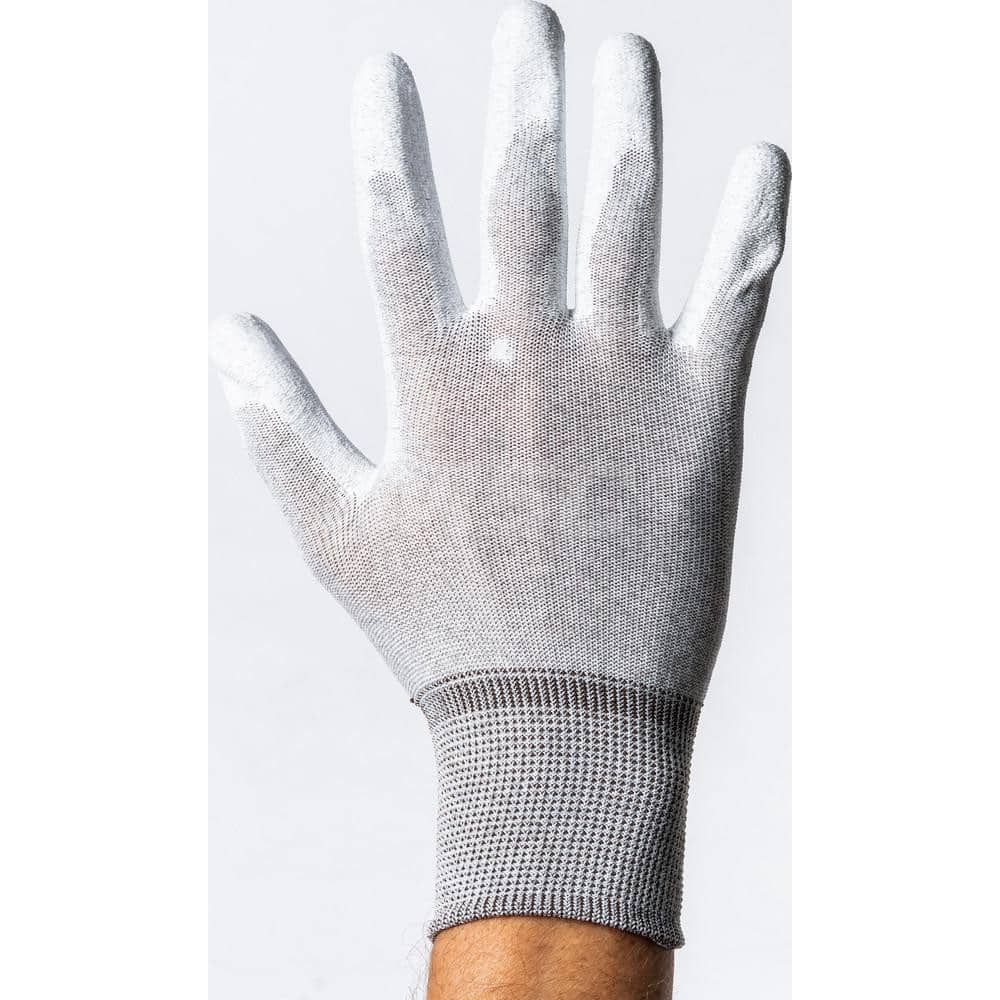 General Purpose Work Gloves: 2X-Large, Polyurethane, Carbon & Nylon White & Gray, Static Dissipative
