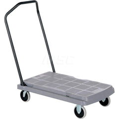 Platform Truck: 500 lb Capacity, Plastic Platform, 31-1/2″ Platform Length, 6″ Platform Height 5″ Rigid & Swivel Polyurethane Casters