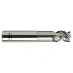 1/2 Dia. x 4 Overall Length 3-Flute .060 C/R Solid Carbide SE End Mill-Round Shank-Center Cutting-Uncoated - Apex Tool & Supply