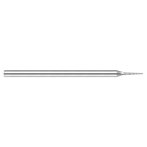 Miniature End Mills - Tapered Rib Cutters - 0.0450″ Cutter Diameter × 0.4500″ Length of Cut × 0.5° per side Carbide Tapered Square End Mill, 3 Flutes - Exact Industrial Supply