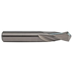 #30 Dia. × 0.129″ Shank × 5/8″ Flute Length × 2″ OAL, 3XD, 118°, Uncoated, 2 Flute, External Coolant, Round Solid Carbide Drill - Apex Tool & Supply