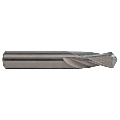 #22 Dia. × 0.157″ Shank × 3/4″ Flute Length × 2″ OAL, 3XD, 118°, Uncoated, 2 Flute, External Coolant, Round Solid Carbide Drill - Apex Tool & Supply
