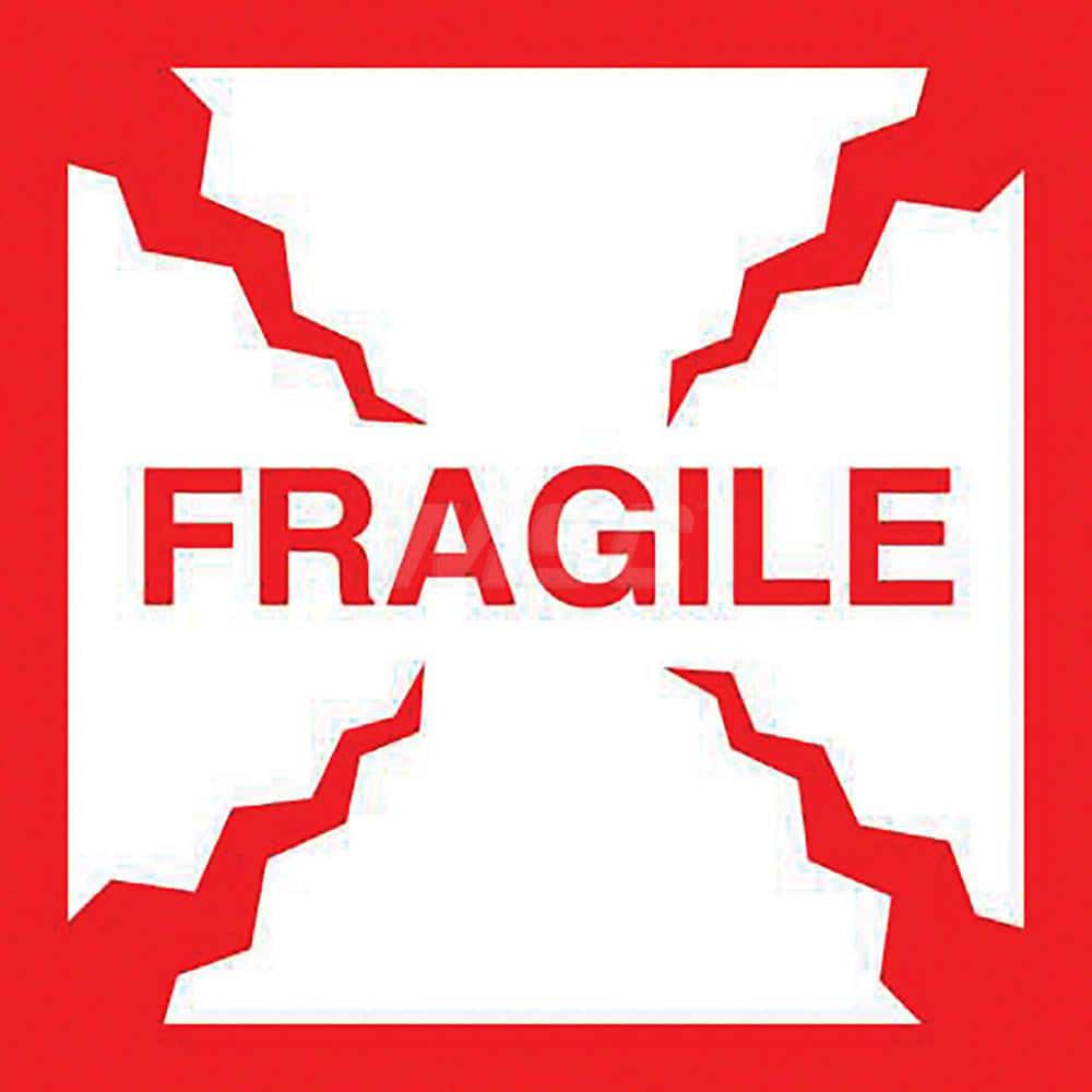 Care Instructions Label: ″Fragile″, Square, 4″ Wide, 4″ High Paper