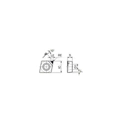 Turning Insert:  1QP-CCMT21.51 DX110,  Polycrystalline Diamond Uncoated Finish,  Neutral,  1/4″ Inscribed Circle,  0.0160″ Corner Radius,  80.0 &deg N/A Diamond,  Series  CCMT