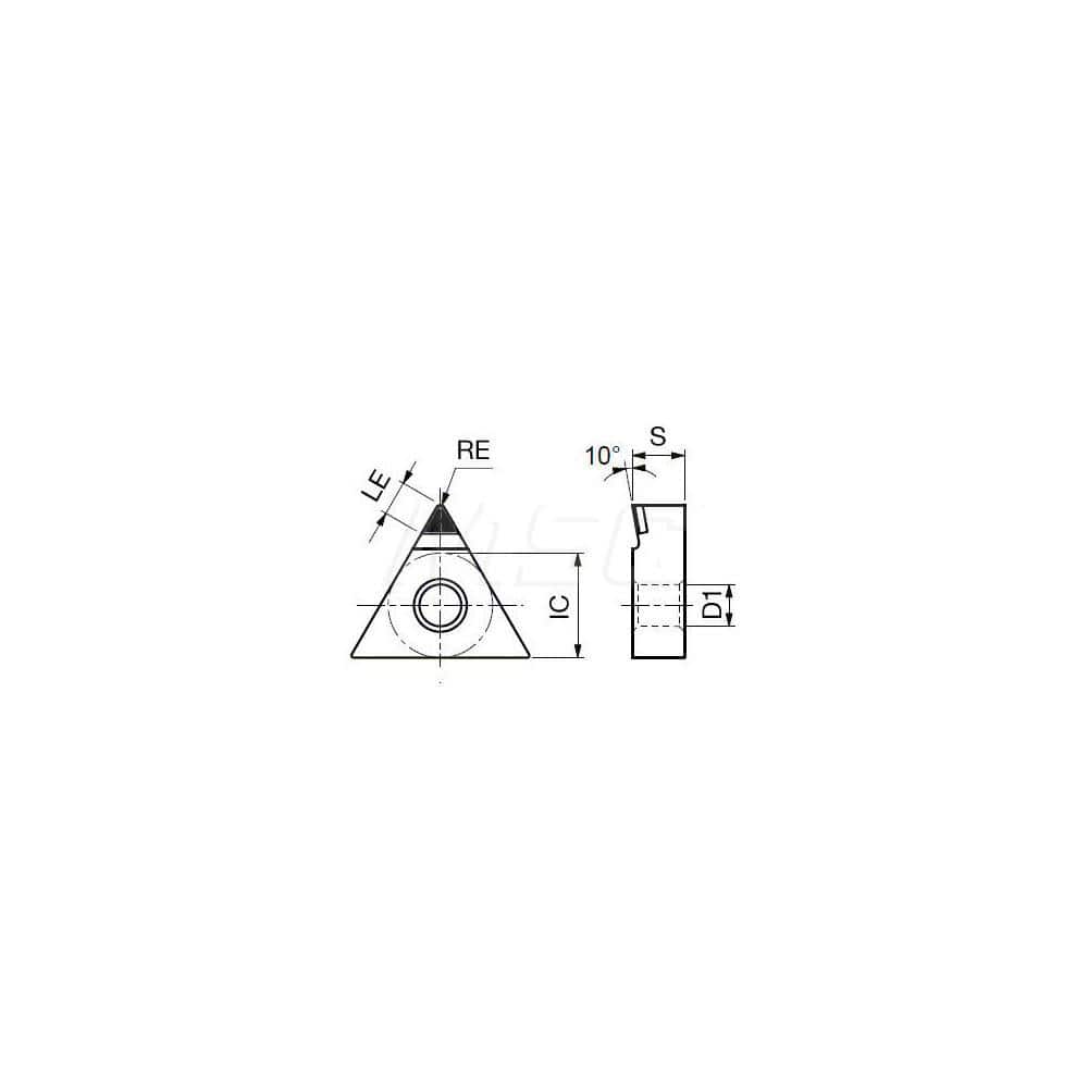 Turning Insert:  TNMM331-DIA DX120,  Polycrystalline Diamond Uncoated Finish,  Neutral,  3/8″ Inscribed Circle,  0.0160″ Corner Radius,  60.0 &deg N/A Triangle,  Series  TNMM