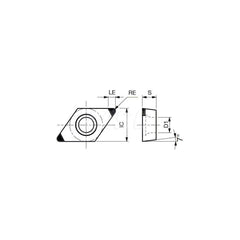 Turning Insert:  2QP-DCGW32.52 BX470,  Polycrystalline Cubic Boron Nitride Uncoated Finish,  Neutral,  3/8″ Inscribed Circle,  0.0310″ Corner Radius,  55.0 &deg N/A Diamond,  Series  DCGW
