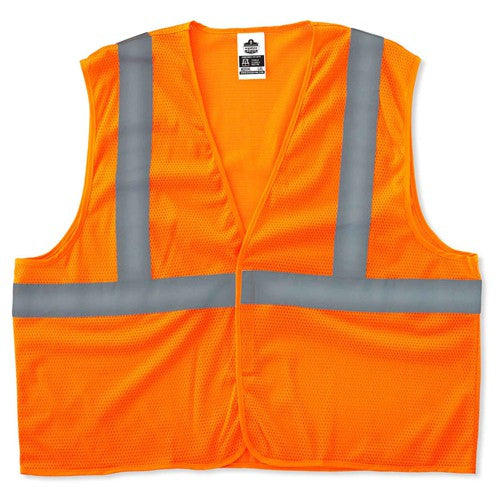 8205HL S/M Econo 2 Hook & Loop Orange Vest - Apex Tool & Supply