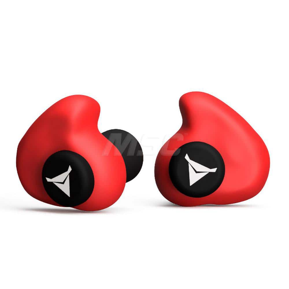 Earplug: 31dB, Foam, Plastic & Silicon Rubber Tip, Barrel, Cone, Triple-Flange & Custom Molded, No Roll, Push-In Stem & Roll Down, Uncorded Red