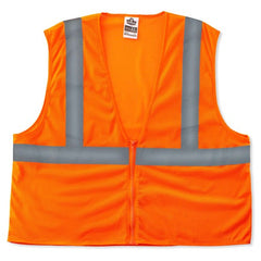 8205Z S/M Econo 2 Zipper Orange Vest - Apex Tool & Supply