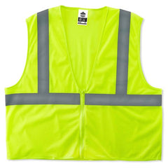 8205Z S/M Econo 2 Zipper Lime Vest - Apex Tool & Supply