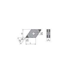 Turning Insert:  DNGA432SN011EL3,  Polycrystalline Cubic Boron Nitride TiN Finish,  Neutral,  1/2″ Inscribed Circle,  0.0315″ Corner Radius,  55.0 &deg N/A Diamond,  Series  DNGA