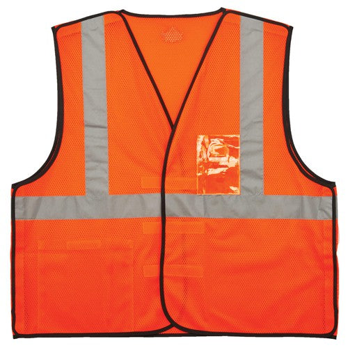 8216BA L/ XL Orange Breakaway Mesh Vest Type R Class 2 W/Id Holder - Apex Tool & Supply