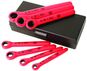 Insulated 7 Piece Metric Ratchet Wrench Set 8.0; 10.0; 12.0; 13.0; 14.0; 17.0; 19.0mm in Storage Case - Apex Tool & Supply