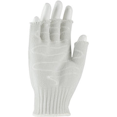 ‎22-615LHSM SS Engineered Yarn Glove - 3-strand Stainless Steel Wire Core/ /Poly - Hvy Wgt - Wht - Half-Finger - Exact Industrial Supply