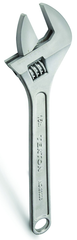 1-3/4'' Opening - 15'' OAL - Chrome Plated Adjustable Wrench - Apex Tool & Supply