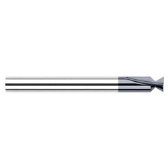 Dovetail Cutters - 0.3150″ Cutter Diameter × 0.0930″ (3/32″) Radius × 48° included Carbide Dovetail Cutter without Drop Hole Allowance, 2 Flutes, AlTiN Coated - Exact Industrial Supply