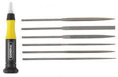 5-1/2" Swiss Pattern Needle File Set with Natural Finish; Number of Pieces: 6 - Apex Tool & Supply