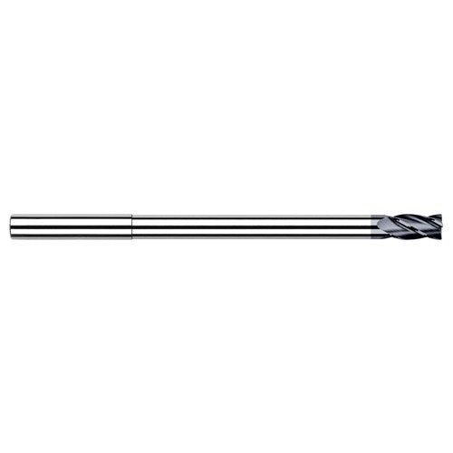 ‎Miniature End Mills - Long Reach, Stub Flute - 0.3125″ (5/16″) Cutter Diameter × 0.0150″ (1/64″) Radius × 0.4690″ Length of Cut × 4.3430″ (4-11/32″) Reach Carbide Corner Radius End Mill, 4 Flutes, AlTiN Coated - Exact Industrial Supply