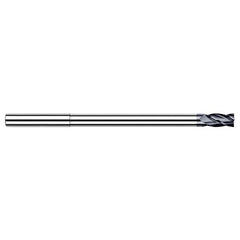 ‎Miniature End Mills - Long Reach, Stub Flute - 0.3750″ (3/8″) Cutter Diameter × 0.0300″ Radius × 0.5630″ Length of Cut × 4.3120″ (4-5/16″) Reach Carbide Corner Radius End Mill, 4 Flutes, AlTiN Coated - Exact Industrial Supply