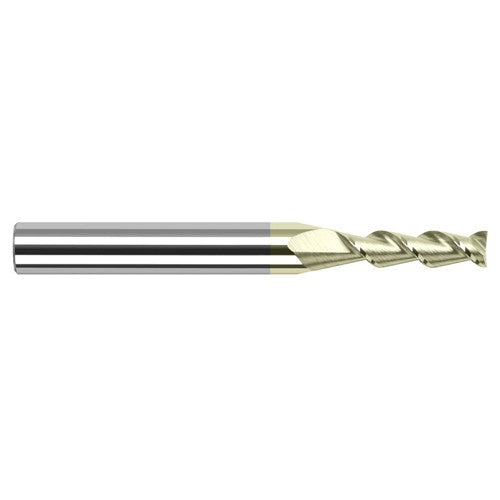 High Helix End Mills for Aluminum Alloys - 0.0700″ Cutter Diameter × 0.2100″ Length of Cut Carbide 45° Helix Square End Mill, 2 Flutes, ZrN Coated - Exact Industrial Supply