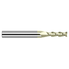 High Helix End Mills for Aluminum Alloys - 0.0310″ (1/32″) Cutter Diameter × 0.0930″ (3/32″) Length of Cut Carbide 45° Helix Square End Mill, 2 Flutes, ZrN Coated - Exact Industrial Supply