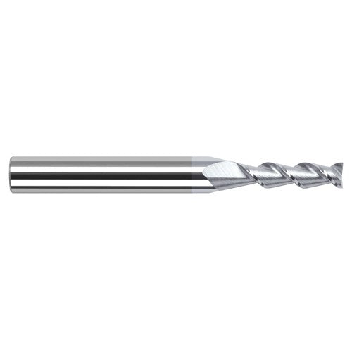 High Helix End Mills for Aluminum Alloys - 0.1562″ (5/32″) Cutter Diameter × 0.5620″ (9/16″) Length of Cut Carbide 45° Helix Square End Mill, 2 Flutes, TiB2 Coated - Exact Industrial Supply