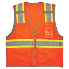 8246Z L/ XL Orange 2-Tone Mesh Vest Type R Class 2 W/ Reflective - Apex Tool & Supply