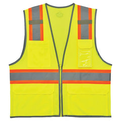 8246Z S/M Lime 2-Tone Mesh Vest Type R Class 2 W/ Reflective - Apex Tool & Supply