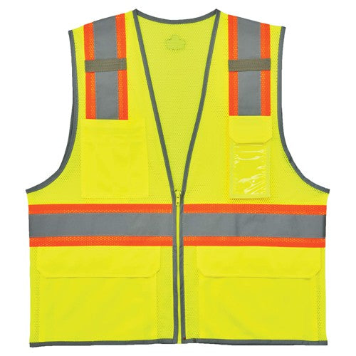 8246Z 4/5 XL Lime 2-Tone Mesh Vest Type R Class 2 W/ Reflective - Apex Tool & Supply