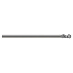 ‎1/8″ Dia. × 0.1181″ Shank × 3/16″ DOC × 2-1/2″ OAL, Carbide Uncoated, 2 Flute, Ballnose End Mill - Exact Industrial Supply