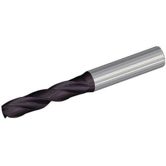 6 mm Dia. × 6 mm Shank × 28 mm Flute Length × 2.6″|66 mm OAL, 140°, TiAlN, Coolant Thru, Round Solid Carbide Drill - Exact Industrial Supply