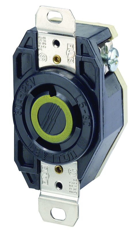 30 Amp; 125 Volt; NEMA L5-30R; 2P; 3W; Flush Mtg Locking Receptacle; Industrial Grade; Grounding; V-0-MAX - Black - Apex Tool & Supply