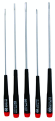 5 Piece - Precision Long Slotted & Phillips Screwdriver Set - #26192 - Includes: Slotted 2.5 - 4.0mm Phillips #0 - 1 - Apex Tool & Supply