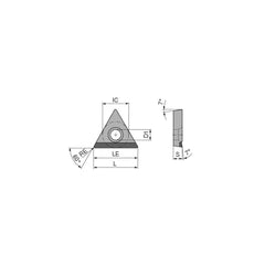 Turning Insert:  TCGT18151FNA3CB1,  Polycrystalline Diamond Uncoated Finish,  Neutral,  0.0157″ Corner Radius,  60.0 &deg N/A Triangle,  Series  TCGT