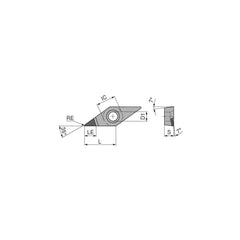 Turning Insert:  VCGT221FN_A4 CTDPD20,  Polycrystalline Diamond Uncoated Finish,  Neutral,  1/4″ Inscribed Circle,  0.0157″ Corner Radius,  35.0 &deg N/A Diamond,  Series  VCGT