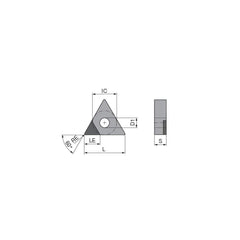 Turning Insert:  TNGA221TN012DA3,  Polycrystalline Cubic Boron Nitride TiCN Finish,  Neutral,  1/4″ Inscribed Circle,  0.0157″ Corner Radius,  60.0 &deg N/A Triangle,  Series  TNGA