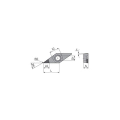Turning Insert:  VCGW222FN_A4 CTBS10U,  Polycrystalline Cubic Boron Nitride Uncoated Finish,  Neutral,  1/4″ Inscribed Circle,  0.0315″ Corner Radius,  35.0 &deg N/A Diamond,  Series  VCGW