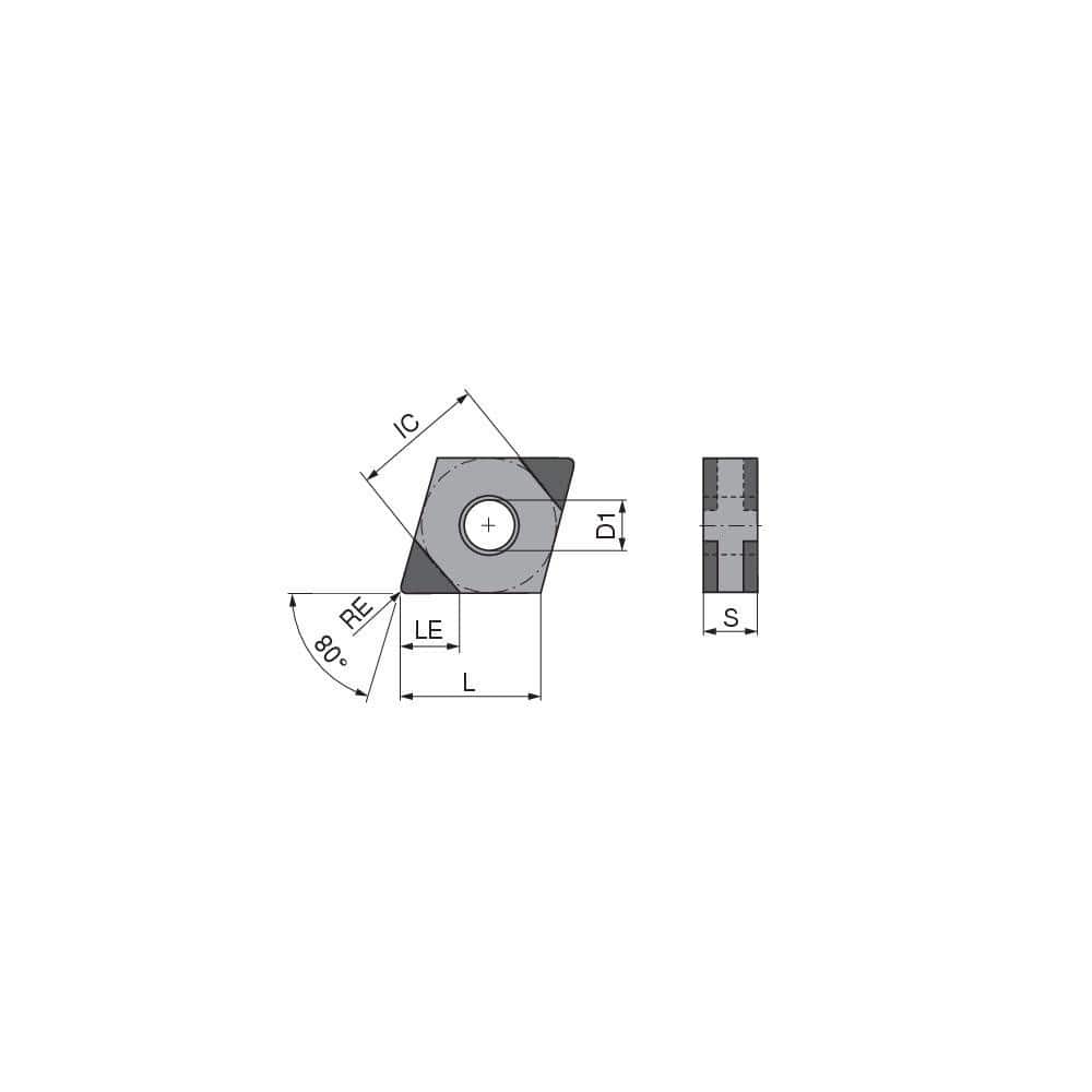 Turning Insert:  CNGA432FN_L3 CTBH20C,  Polycrystalline Cubic Boron Nitride TiCN Finish,  Neutral,  1/2″ Inscribed Circle,  0.0315″ Corner Radius,  80.0 &deg N/A Diamond,  Series  CNGA