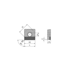 Turning Insert:  SCGW431TN012DA4,  Polycrystalline Cubic Boron Nitride Uncoated Finish,  Neutral,  1/2″ Inscribed Circle,  0.0157″ Corner Radius,  90.0 &deg N/A Square,  Series  SCGW