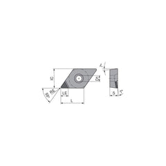 Turning Insert:  DCGT32.51FN_A4 CTBS20U,  Polycrystalline Cubic Boron Nitride Uncoated Finish,  Neutral,  0.0157″ Corner Radius,  55.0 &deg N/A Diamond,  Series  DCGT