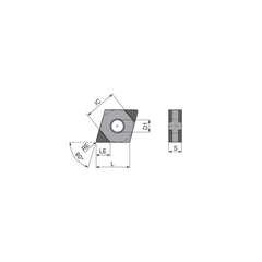 Turning Insert:  CNGA432SN009CL3,  Polycrystalline Cubic Boron Nitride TiN Finish,  Neutral,  1/2″ Inscribed Circle,  0.0315″ Corner Radius,  80.0 &deg N/A Diamond,  Series  CNGA