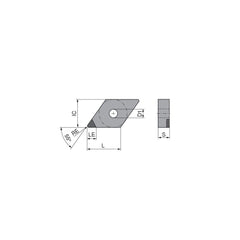 Turning Insert:  DNGA432TN012EA3,  Polycrystalline Cubic Boron Nitride TiN Finish,  Neutral,  1/2″ Inscribed Circle,  0.0315″ Corner Radius,  55.0 &deg N/A Diamond,  Series  DNGA