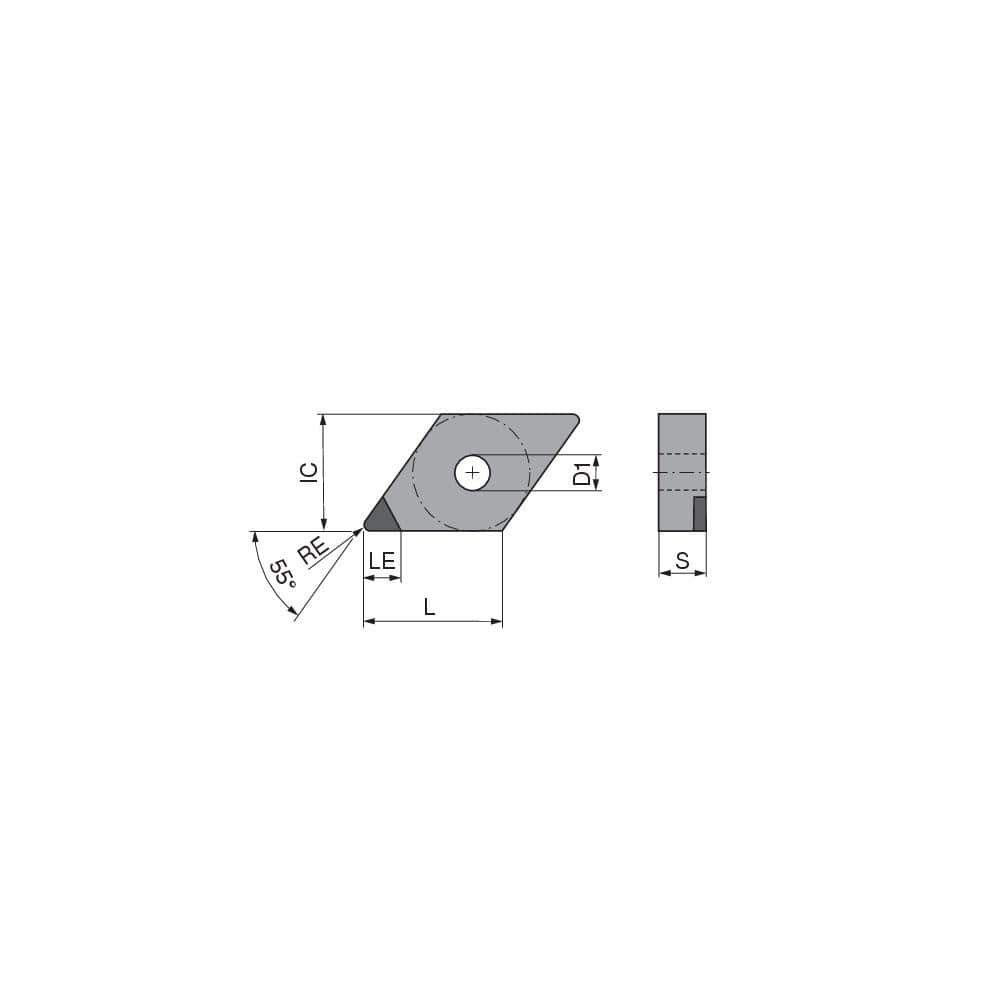 Turning Insert:  DNGA442TN012EA3,  Polycrystalline Cubic Boron Nitride TiN Finish,  Neutral,  1/2″ Inscribed Circle,  0.0315″ Corner Radius,  55.0 &deg N/A Diamond,  Series  DNGA
