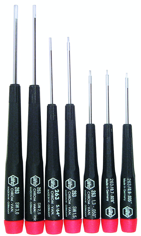 7 Piece - .71mm - 3mm - Precision Hex Screwdriver Metric Set - Apex Tool & Supply