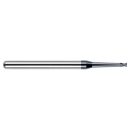 ‎Miniature End Mills - Clearance Cutters - 0.0620″ (1/16″) Cutter Diameter × 0.0930″ (3/32″) Length of Cut × 2° 1.5000″ (1-1/2″) Taper Reach Carbide Square End Mill, 2 Flutes, AlTiN Nano Coated - Exact Industrial Supply