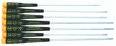 7 Piece - Precision ESD Safe Slotted & Phillips Extra Long Screwdriver Set - #27393 - Slotted 2.0 - 4.0mm; Phillips # 0; 1 x 150mm - Apex Tool & Supply