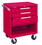 3-Drawer Roller Cabinet w/ball bearing Dwr slides - 35'' x 18'' x 27'' Red - Apex Tool & Supply