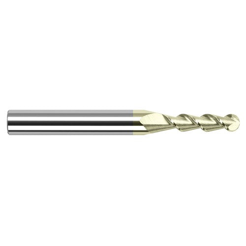 ‎5/64″ Dia. × 1/8″ Shank × 15/64″ DOC × 1-1/2″ OAL, Carbide ZrN, 2 Flute, Ballnose End Mill - Exact Industrial Supply
